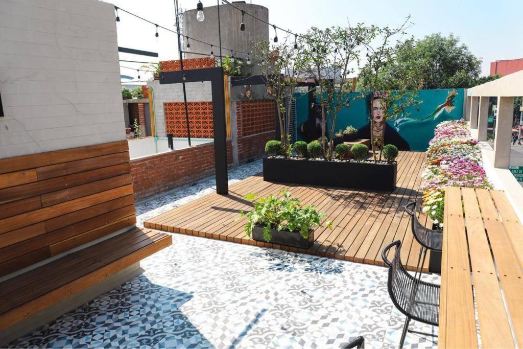 New Mex Inspired Bo-Ho Chic Apartment With Private Patio And Roof Terrace Mexico City Luaran gambar