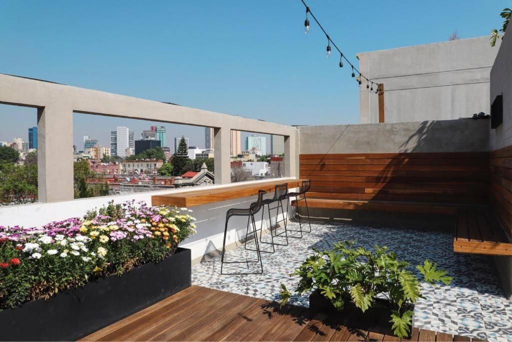 New Mex Inspired Bo-Ho Chic Apartment With Private Patio And Roof Terrace Mexico City Luaran gambar